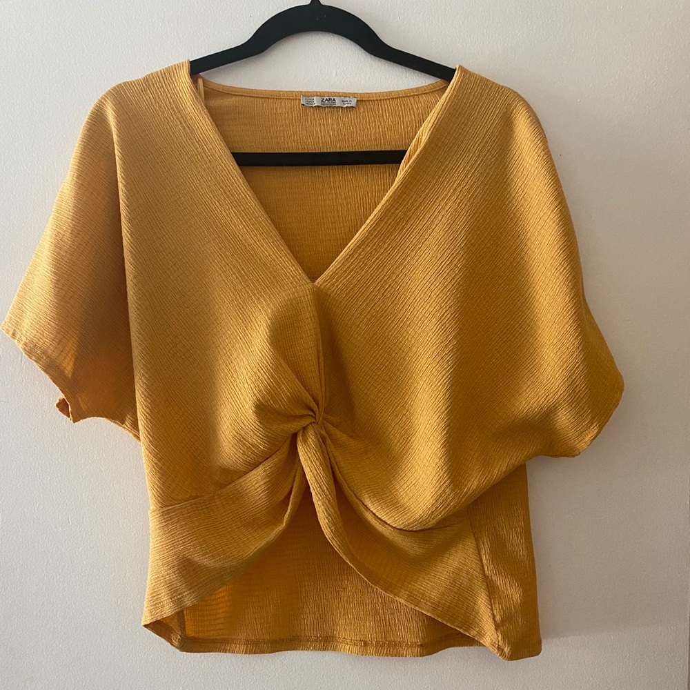 Mustard yellow twist Zara top